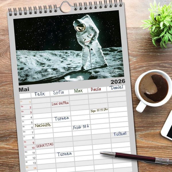 Produktbild: Familienplaner 2026 - Zwischen Sternenstaub und Stille mit 5 Spalten (Wandkalender, 21 x 45 cm) CALVENDO