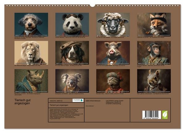 Produktbild: Tierisch gut angezogen (hochwertiger Premium Wandkalender 2026 DIN A2 quer), Kunstdruck in Hochglanz
