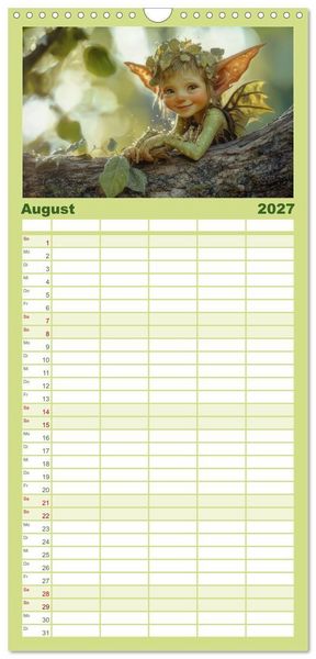 Produktbild: Familienplaner 2027 - Niedliche Naturwesen mit 5 Spalten (Wandkalender, 21 x 45 cm) CALVENDO