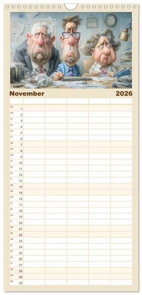 Produktbild: Familienplaner 2026 - Pause ist, wenn der Drucker druckt mit 5 Spalten (Wandkalender, 21 x 45 cm) CALVENDO