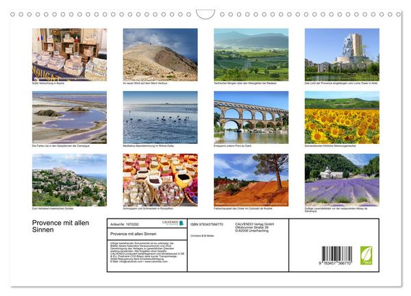 Produktbild: Provence mit allen Sinnen (Wandkalender 2026 DIN A3 quer), CALVENDO Monatskalender
