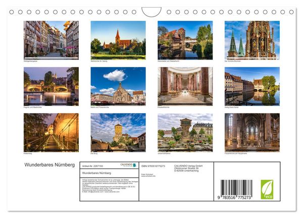 Produktbild: Wunderbares N&uuml;rnberg (Wandkalender 2027 DIN A4 quer), CALVENDO Monatskalender
