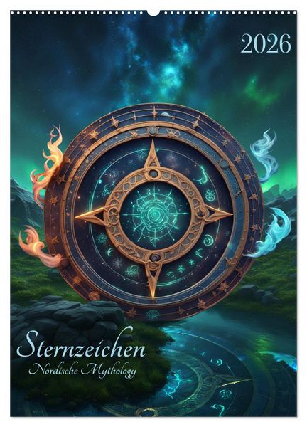 Sternzeichen Nordische Mythology (Wandkalender 2026 DIN A2 hoch), CALVENDO Monatskalender