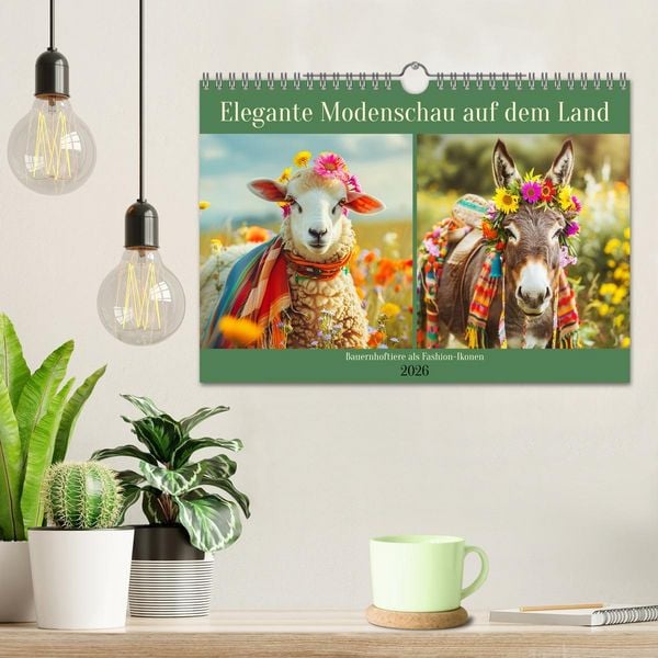 Produktbild: Elegante Modenschau auf dem Land. Bauernhoftiere als Fashion-Ikonen (Wandkalender 2026 DIN A4 quer), CALVENDO Monatskalender