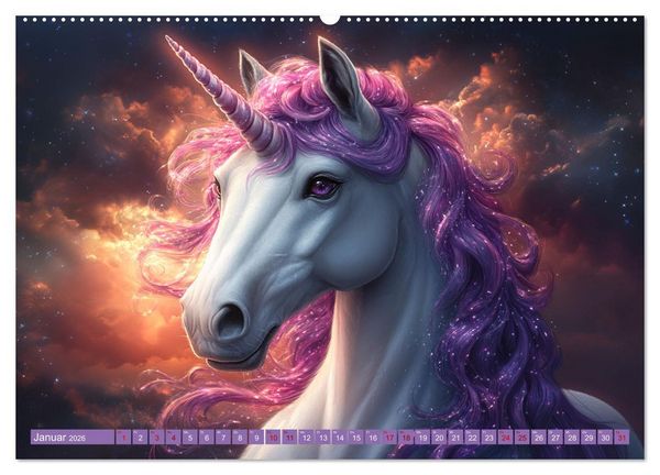 Produktbild: Zwischen Glitzer und Fantasie-Einh&ouml;rner durchs Jahr (hochwertiger Premium Wandkalender 2026 DIN A2 quer), Kunstdruck in Hochglanz