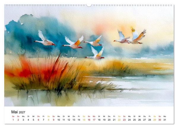 Produktbild: Tiere unserer Heimat in sanften Farben (hochwertiger Premium Wandkalender 2027 DIN A2 quer), Kunstdruck in Hochglanz