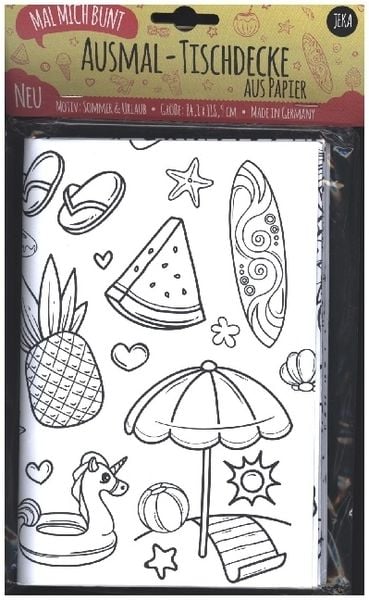 Produktbild: Mal Mich Bunt Ausmal-Tischdecke aus Papier, Motiv Sommer und Urlaub