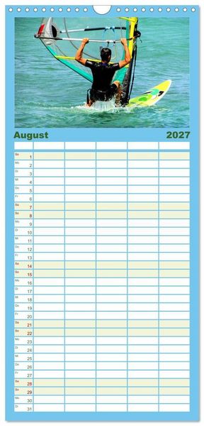 Produktbild: Familienplaner 2027 - Funsport Windsurfen mit 5 Spalten (Wandkalender, 21 x 45 cm) CALVENDO