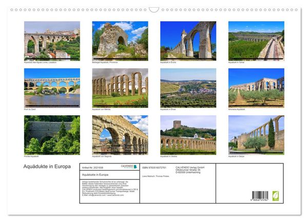 Produktbild: Aqu&auml;dukte in Europa (Wandkalender 2026 DIN A2 quer), CALVENDO Monatskalender