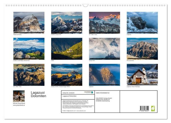 Produktbild: Lagazuoi Dolomiten (Wandkalender 2027 DIN A2 quer), CALVENDO Monatskalender