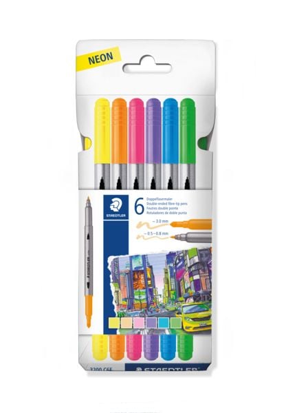 Produktbild: STAEDTLER  3200 Doppelfasermaler, 6er Set, 3200 C6F