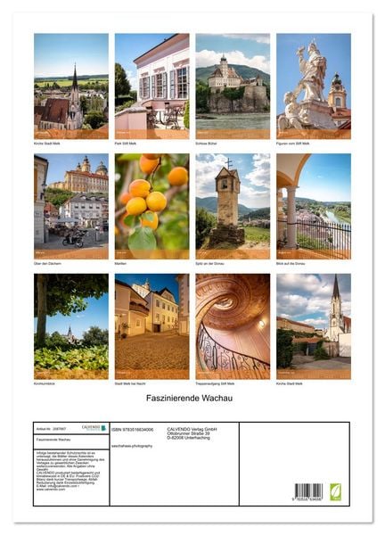 Produktbild: Faszinierende Wachau (Wandkalender 2026 DIN A2 hoch), CALVENDO Monatskalender