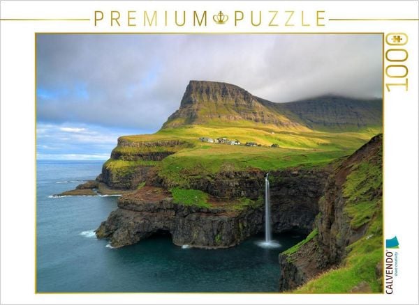 Produktbild: CALVENDO Puzzle K&uuml;ste bei Gasadalur, Insel Vagar, F&auml;r&ouml;er Inseln | 1000 Teile Lege-Gr&ouml;&szlig;e 64x48cm Foto-Puzzle f&uuml;r gl&uuml;ckliche Stunden