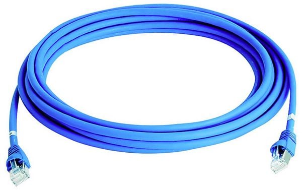 Produktbild: Teleg&auml;rtner 100008642 RJ45 Patchkabel CAT 6a S/FTP 5.0 m Blau Flammwidrig, mit Knickschutzt&uuml;lle 1 St.