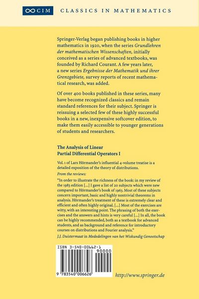 Produktbild: The Analysis of Linear Partial Differential Operators I