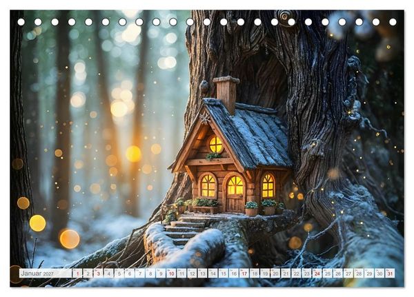 Produktbild: Die geheimen Lichter der Feenh&auml;user - Verborgene Welt im Zauberwald. (Tischkalender 2027 DIN A5 quer), CALVENDO Monatskalender