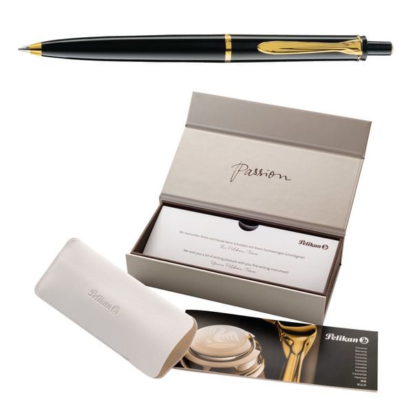 Produktbild: Pelikan Kugelschreiber Classic K200, Schwarz, Edelharz, mit vergoldeten Zierelementen, inkl. Gro&szlig;raummine