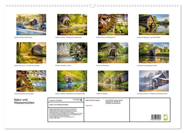 Produktbild: Natur und Wasserm&uuml;hlen (Wandkalender 2027 DIN A2 quer), CALVENDO Monatskalender