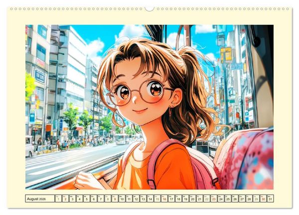 Produktbild: Manga M&auml;dchen. Ein Jahr voller Stadtabenteuer (Wandkalender 2026 DIN A2 quer), CALVENDO Monatskalender