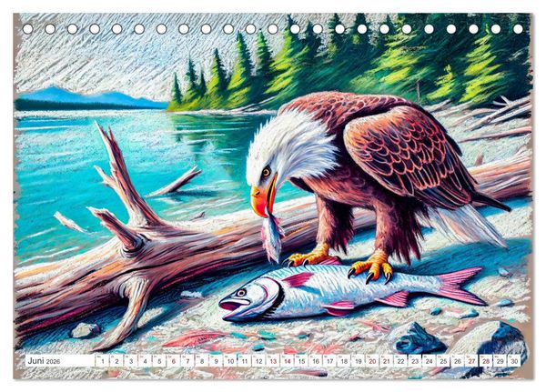Produktbild: Der Ruf des Adlers - Majest&auml;tischer K&ouml;nig der L&uuml;fte in Aktion (Tischkalender 2026 DIN A5 quer), CALVENDO Monatskalender