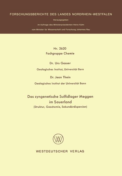Produktbild: Das syngenetische Sulfidlager Meggen im Sauerland