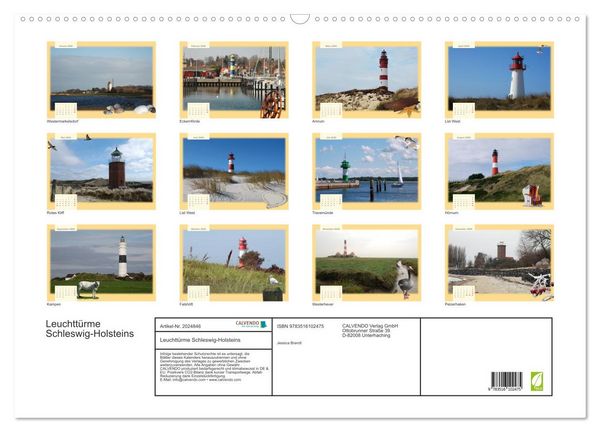 Produktbild: Leuchtt&uuml;rme Schleswig-Holsteins (Wandkalender 2026 DIN A2 quer), CALVENDO Monatskalender