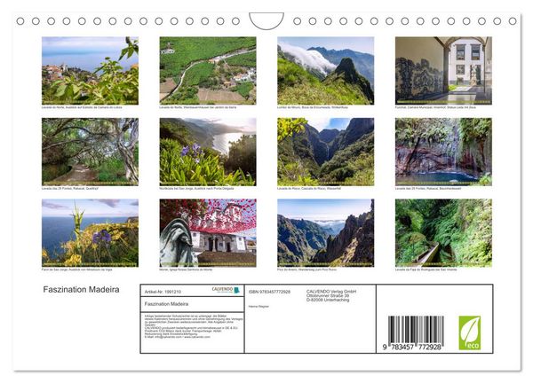 Produktbild: Faszination Madeira (Wandkalender 2026 DIN A4 quer), CALVENDO Monatskalender