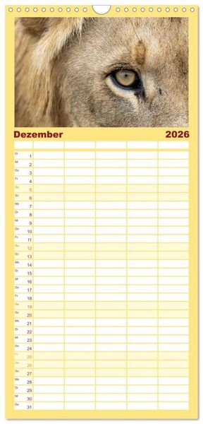 Produktbild: Familienplaner 2026 - Komm mit auf Safari! Botswana und S&uuml;dafrika mit 5 Spalten (Wandkalender, 21 x 45 cm) CALVENDO