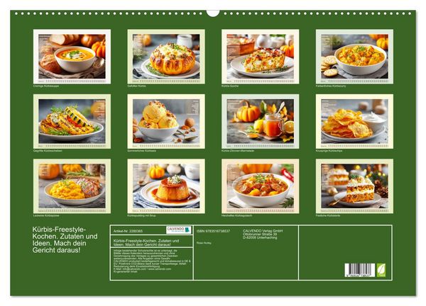 Produktbild: K&uuml;rbis-Freestyle-Kochen. Zutaten und Ideen. Mach dein Gericht daraus! (Wandkalender 2026 DIN A2 quer), CALVENDO Monatskalender