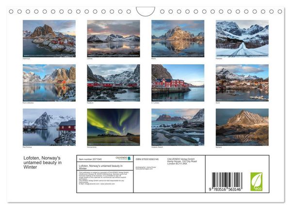 Produktbild: Lofoten, Norway's untamed beauty in Winter (Wall Calendar 2026 DIN A4 landscape), CALVENDO 12 Month Wall Calendar