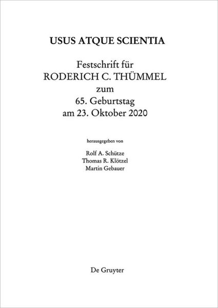 Produktbild: Festschrift f&uuml;r Roderich C. Th&uuml;mmel zum 65. Geburtstag am 23.10.2020
