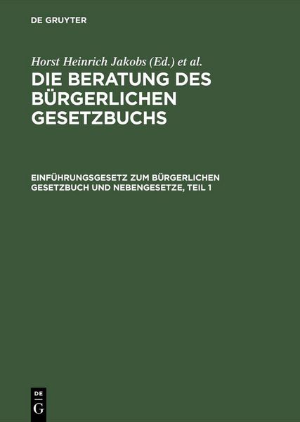 Produktbild: Einf&uuml;hrungsgesetz zum B&uuml;rgerlichen Gesetzbuch und Nebengesetze