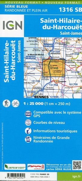 Produktbild: St-Hilaire-du-Harcou&euml;t.St-James 1:25 000