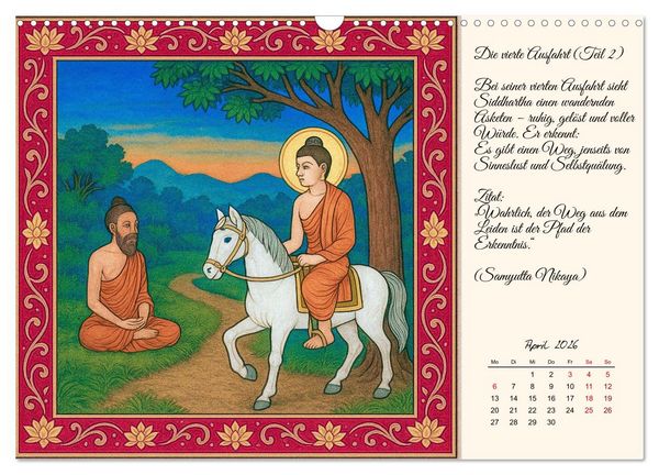 Produktbild: Siddhartas Pfad zum Buddha (Wandkalender 2026 DIN A3 quer), CALVENDO Monatskalender