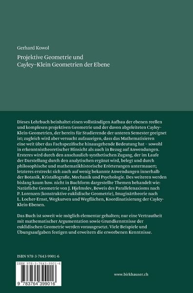 Produktbild: Projektive Geometrie und Cayley-Klein Geometrien der Ebene
