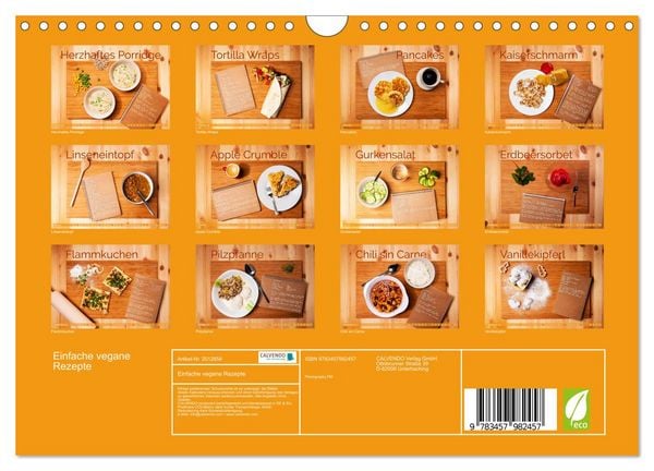 Produktbild: Einfache vegane Rezepte (Wandkalender 2026 DIN A4 quer), CALVENDO Monatskalender