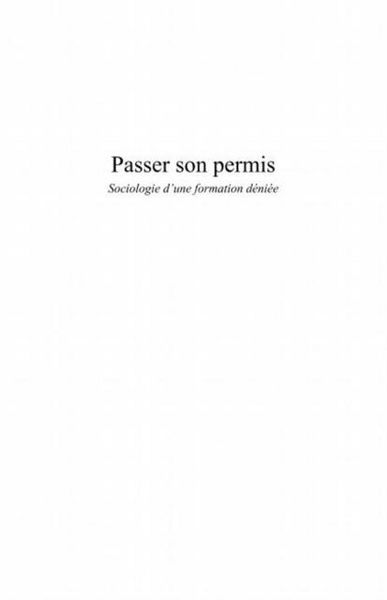 Produktbild: Passer son permis - sociologied'une for