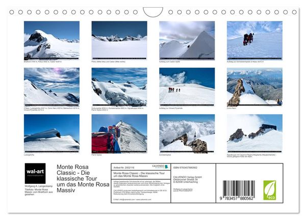 Produktbild: Monte Rosa Classic - Die klassische Tour um das Monte Rosa Massiv (Wandkalender 2026 DIN A4 quer), CALVENDO Monatskalender