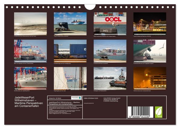 Produktbild: JadeWeserPort Wilhelmshaven &ndash; Maritime Perspektiven am Containerhafen (Wandkalender 2027 DIN A4 quer), CALVENDO Monatskalender