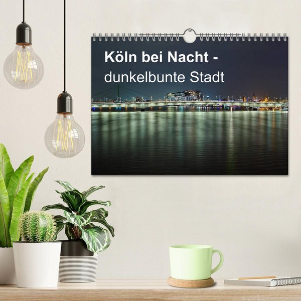 Produktbild: K&ouml;ln bei Nacht - dunkelbunte Stadt (Wandkalender 2026 DIN A4 quer), CALVENDO Monatskalender
