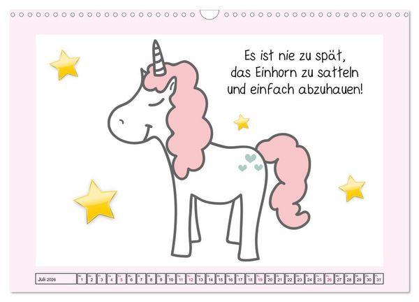 Produktbild: Unicorns. Einhorn-Spr&uuml;che und Weisheiten! (Wandkalender 2026 DIN A3 quer), CALVENDO Monatskalender