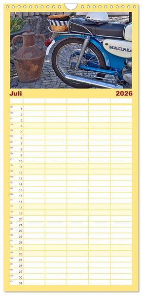 Produktbild: Familienplaner 2026 - Vintage Mopeds mit 5 Spalten (Wandkalender, 21 x 45 cm) CALVENDO