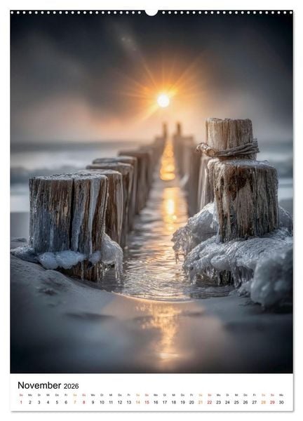Produktbild: Frostige K&uuml;sten - Wintertr&auml;ume am Meer (hochwertiger Premium Wandkalender 2026 DIN A2 hoch), Kunstdruck in Hochglanz