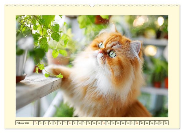 Produktbild: Edle Perserkatzen. Leises Schnurren in Haus und Garten (hochwertiger Premium Wandkalender 2026 DIN A2 quer), Kunstdruck in Hochglanz