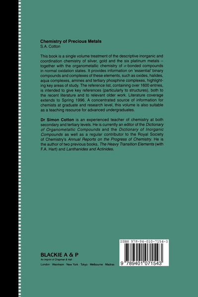 Produktbild: Chemistry of Precious Metals
