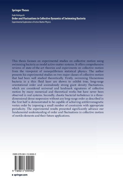 Produktbild: Order and Fluctuations in Collective Dynamics of Swimming Bacteria