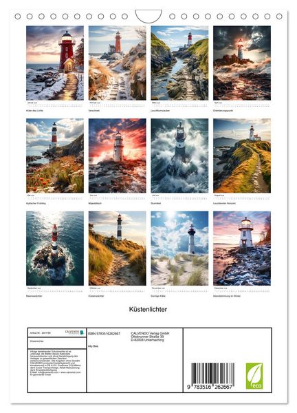 Produktbild: K&uuml;stenlichter (Wandkalender 2026 DIN A4 hoch), CALVENDO Monatskalender