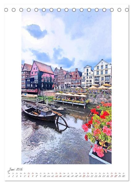 Produktbild: Idyllisches L&uuml;neburg. Historische Fassaden und Giebel der Salz- und Hansestadt (Tischkalender 2026 DIN A5 hoch), CALVENDO Monatskalender