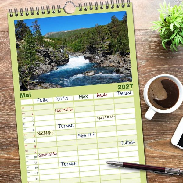 Produktbild: Familienplaner 2027 - Norwegen PUR mit 5 Spalten (Wandkalender, 21 x 45 cm) CALVENDO