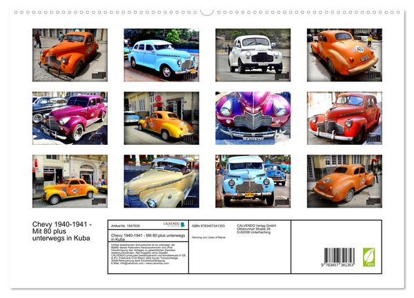 Produktbild: Chevy 1940-1941 - Mit 80 plus unterwegs in Kuba (hochwertiger Premium Wandkalender 2026 DIN A2 quer), Kunstdruck in Hochglanz